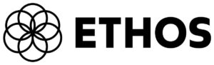Ethos brand logo with a circular interlocking flower icon on the left and the bold word ETHOS on the right.
