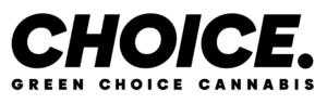 Choice logo with bold black text and the tagline 'GREEN CHOICE CANNABIS' on a green background