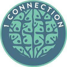 Circular logo with a teal tree-like design on a blue background and the text '1 CONNECTION' around the edge.