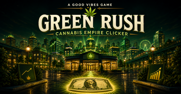 Green Rush cannabis empire clicker game cover from Good Vibes